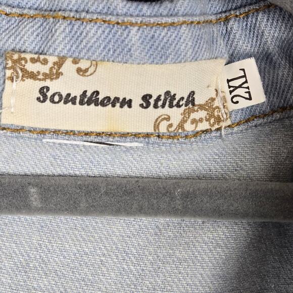 Upcycled Denim Cropped Jacket Thrashed Tie Dye Sleeves Detach Hood 50" Chest - Picture 5 of 13